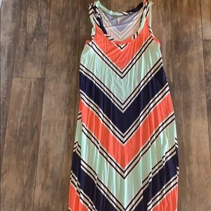 Apt. 9 XS Coral, Navy & Mint Maxi Dress